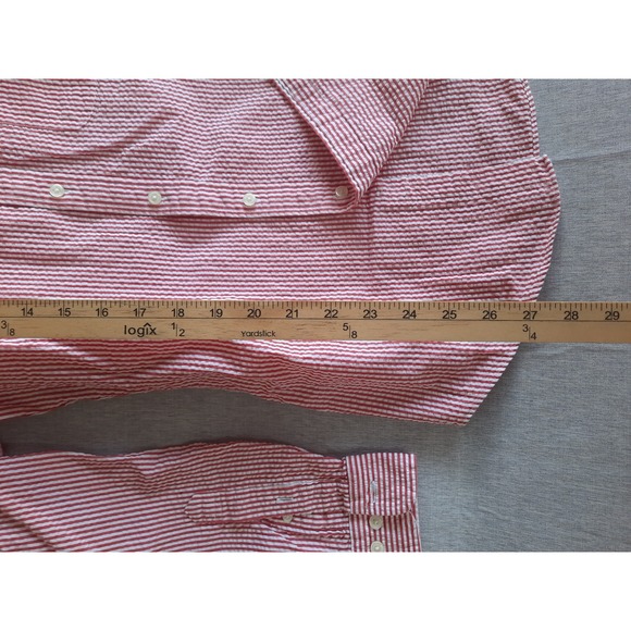 Brooks Brothers Regent Fit Red Stripe Wrinkle Seersucker Button Down Shirt Men S - Picture 6 of 9